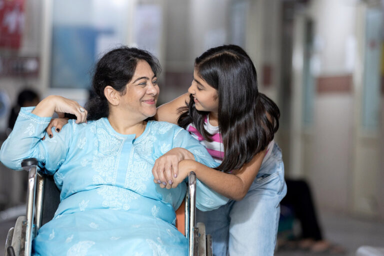 Grandchild  visit grandmother in hospital